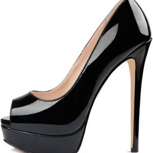 Women's Platform Stiletto Heels Peep Toe Pumps 6 Inch Dress Wedding Party